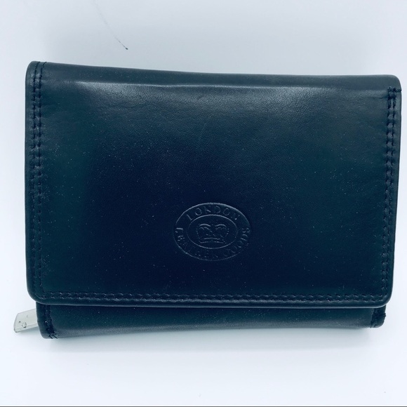 (Bonus Jewelry included ‼️)Black London Leather Wallet BiFold ID Credit Card - Picture 1 of 14